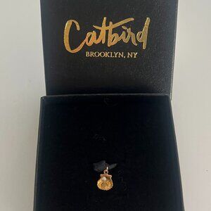 Catbird Gold Shell with Pearl Charm for Necklace